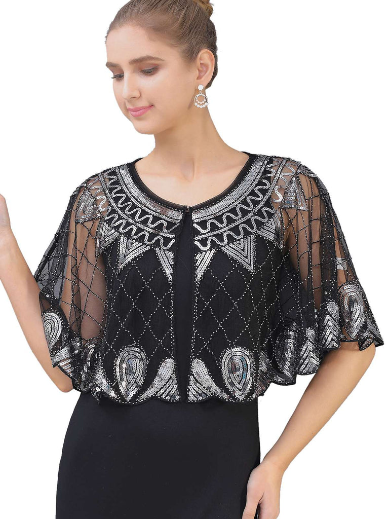 Mantello Argyle paillettes in rete vintage anni '20