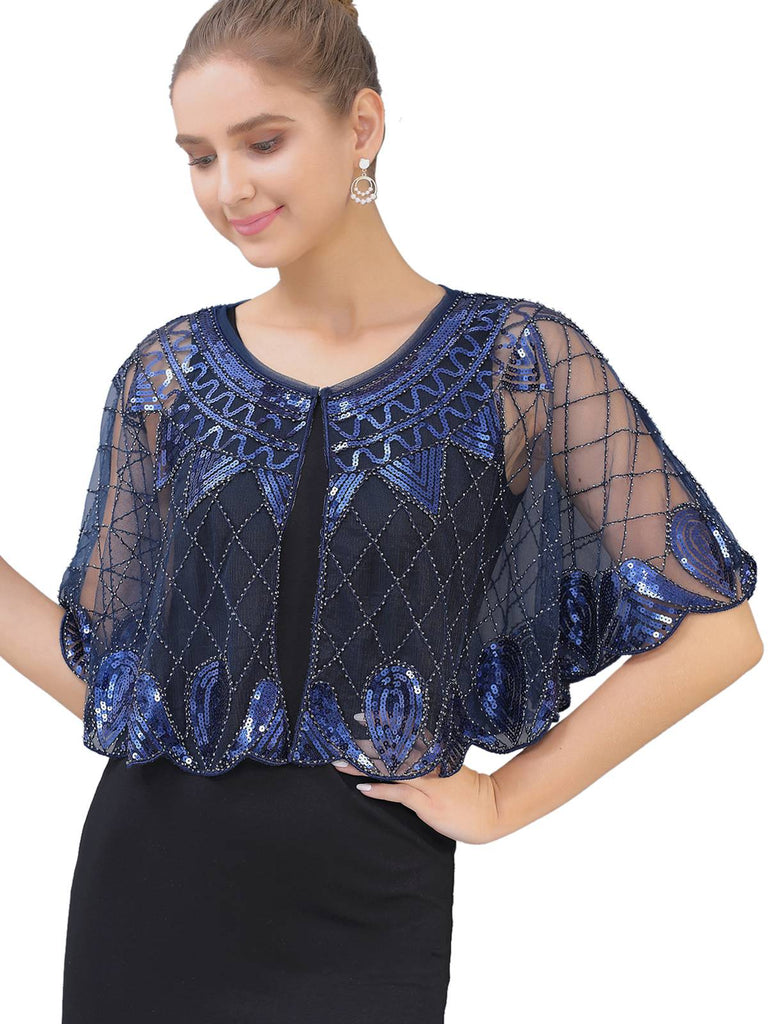 Mantello Argyle paillettes in rete vintage anni '20