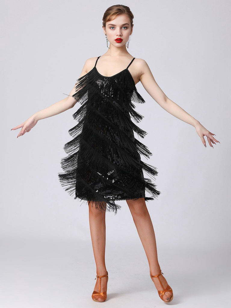 Abito Charleston con spalline nappe a strati anni '20