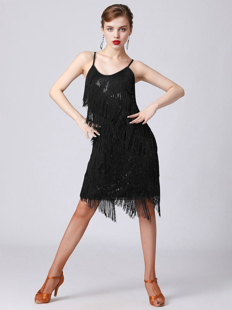 Abito Charleston con spalline nappe a strati anni '20