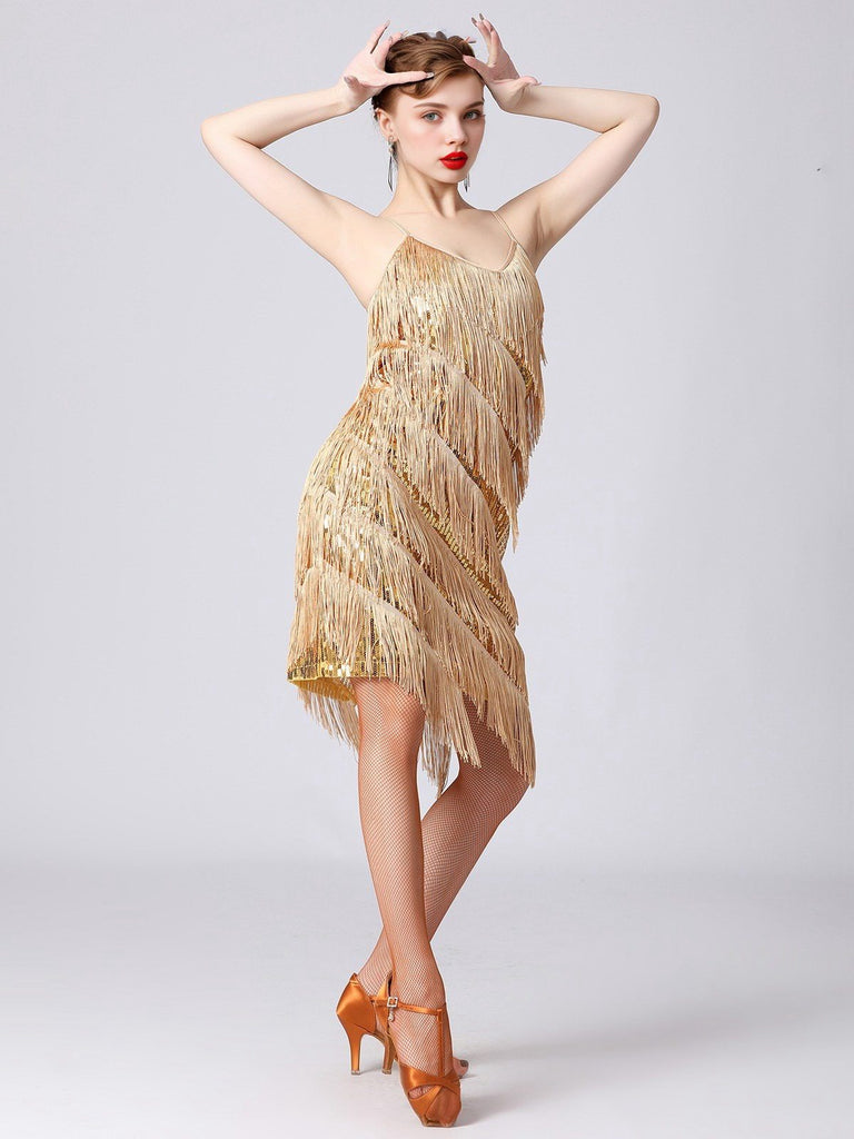 Abito Charleston con spalline nappe a strati anni '20