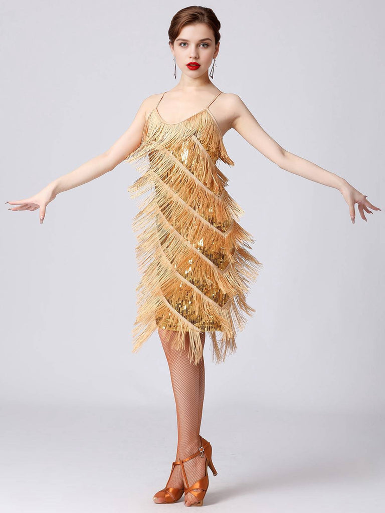 Abito Charleston con spalline nappe a strati anni '20