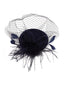 Cappello fascinator in finta piuma nero con velo