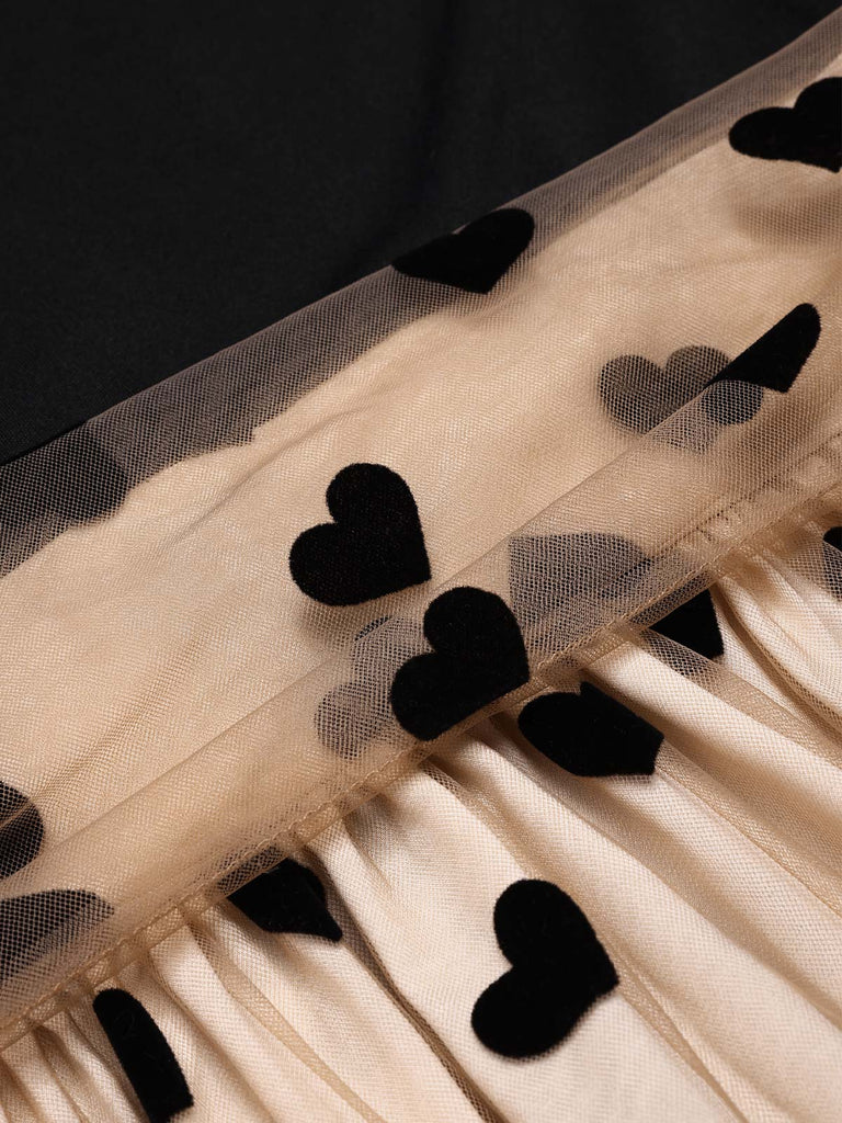 Abito svasato nero a pois anni '50