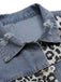 Giacca leopardata in denim patchwork blu anni '80