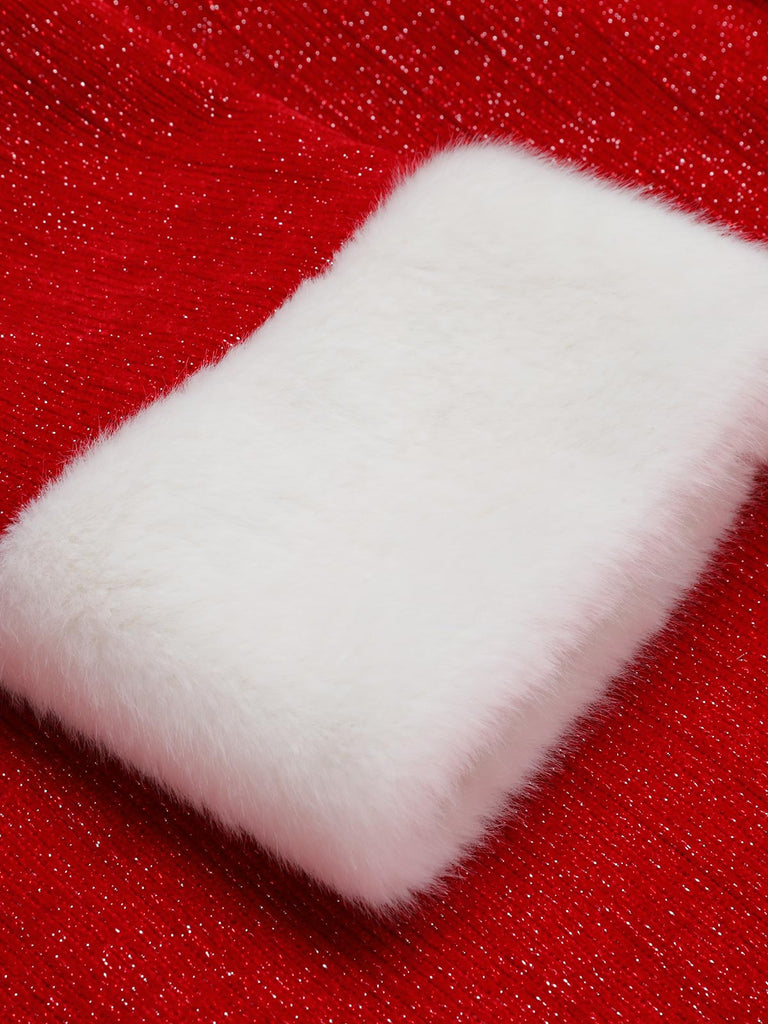 Abito natalizio in peluche rosso anni '50