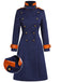 Cappotto patchwork con bottoni blu navy anni '40