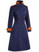 Cappotto patchwork con bottoni blu navy anni '40