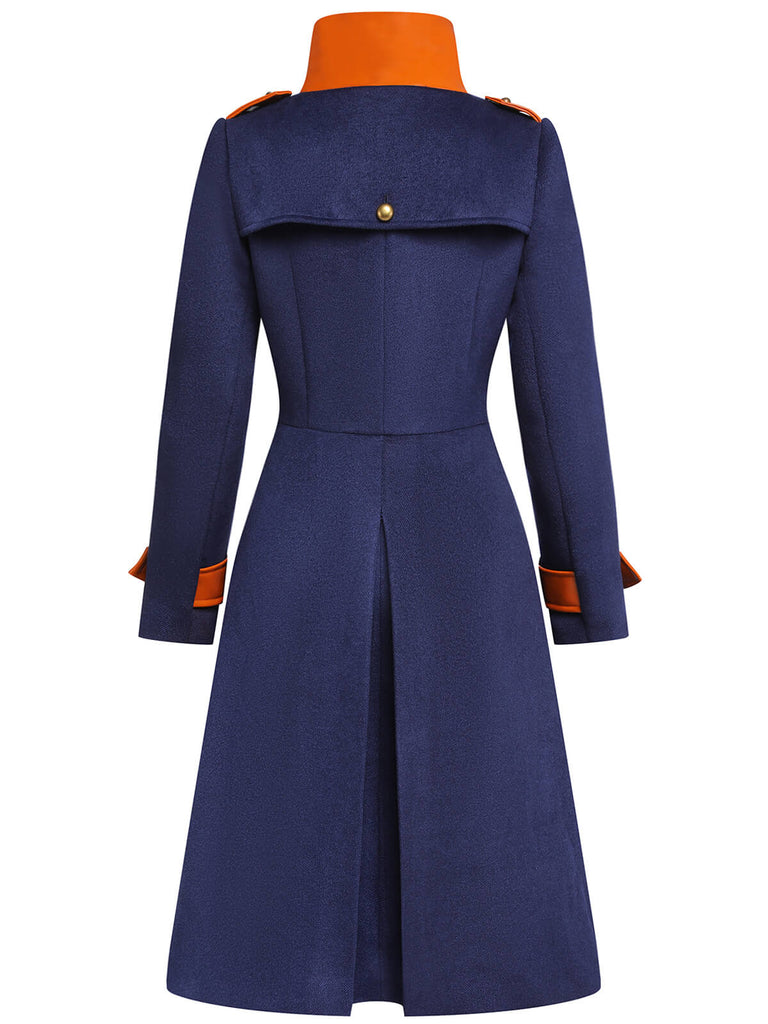 Cappotto patchwork con bottoni blu navy anni '40