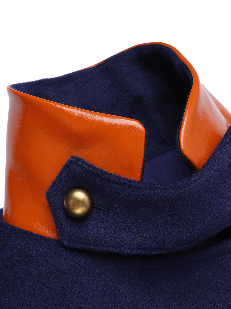Cappotto patchwork con bottoni blu navy anni '40