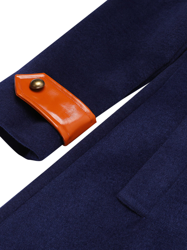 Cappotto patchwork con bottoni blu navy anni '40