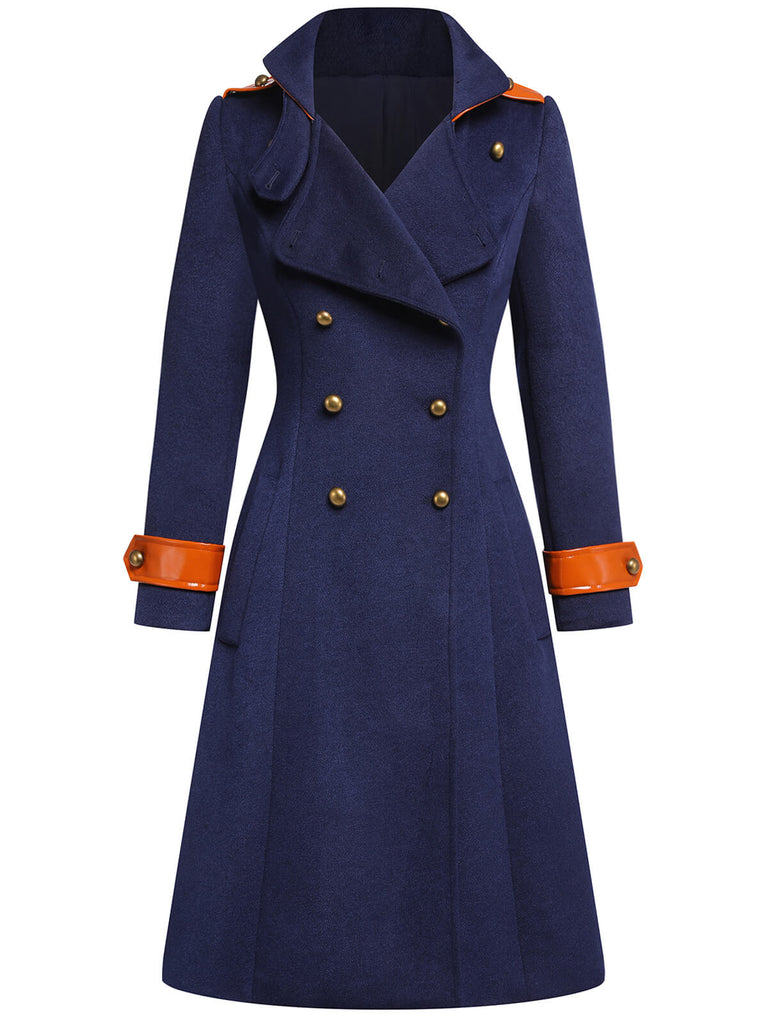 Cappotto patchwork con bottoni blu navy anni '40