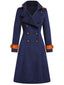 Cappotto patchwork con bottoni blu navy anni '40