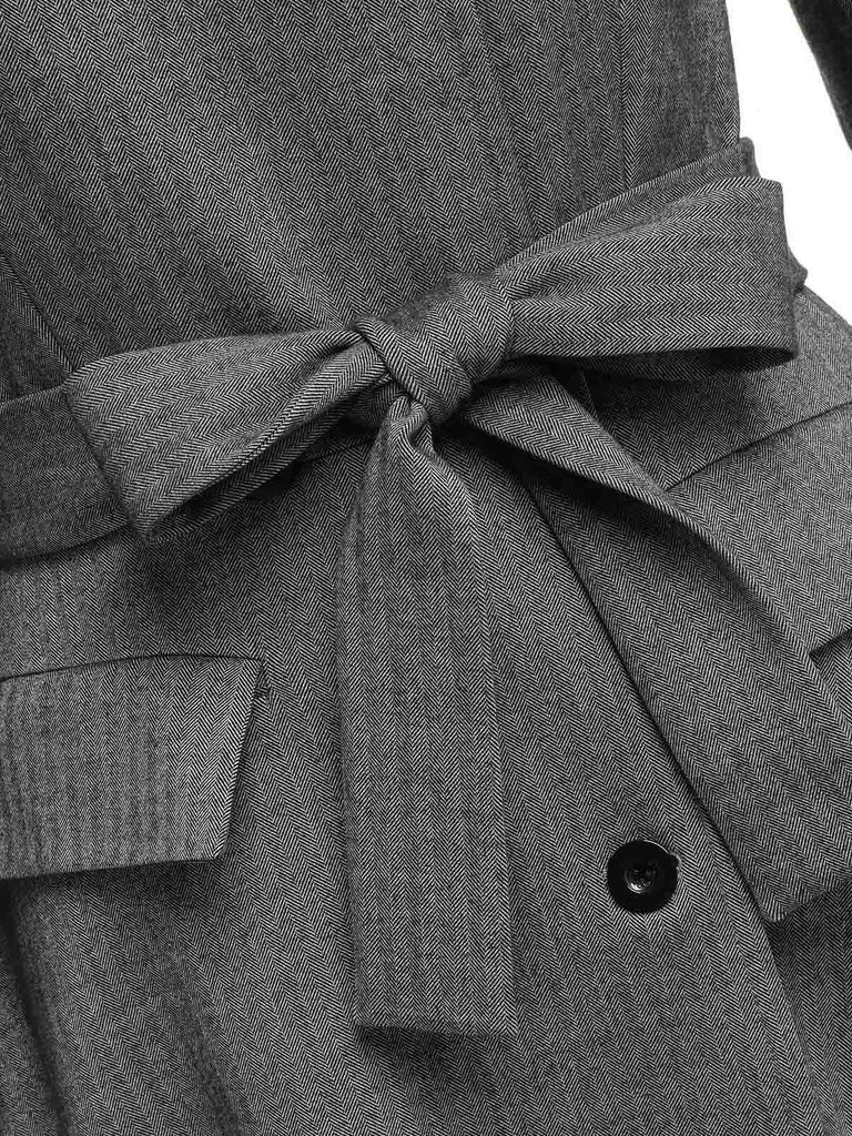 Cappotto in pelliccia sintetica con revers grigio anni '30