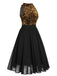 Abito con glitter oro patchwork nero anni '50