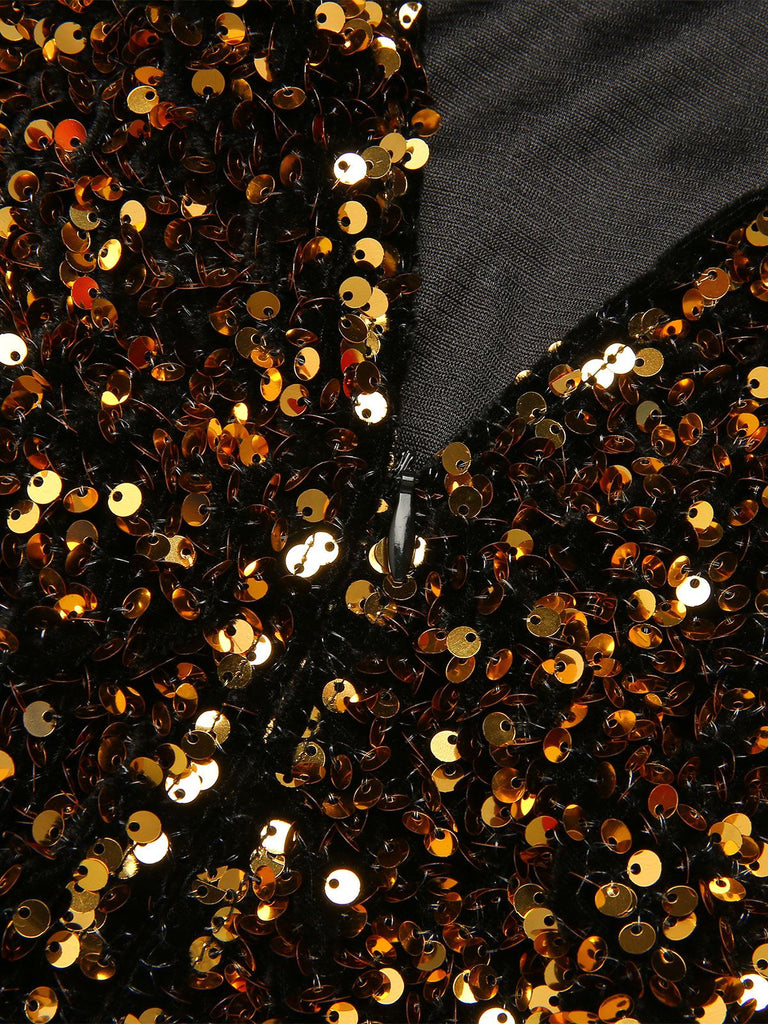 Abito con glitter oro patchwork nero anni '50