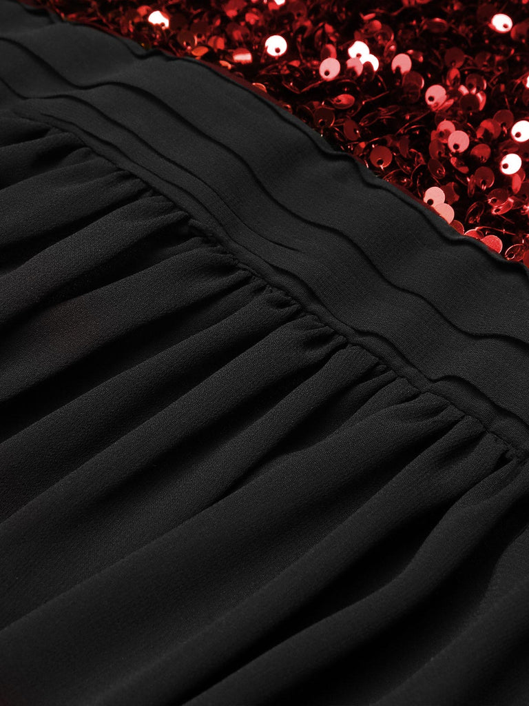 Abito con glitter oro patchwork nero anni '50