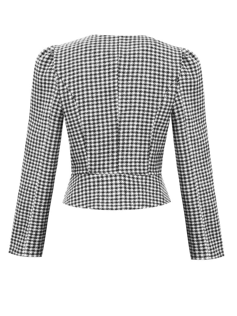 Blazer a quadri aderente con bottoni nero anni '40