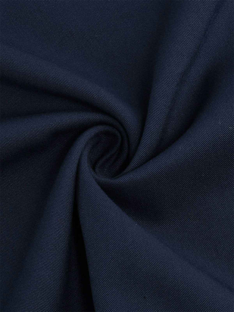 Abito patchwork con cintura blu e bianco anni '50