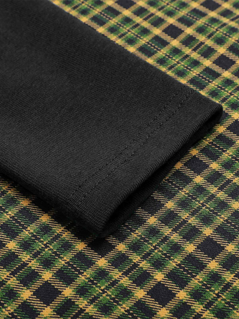 Abito in maglia plaid verde scuro anni '50