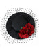Cappello in rete con rose 3D retrò nero
