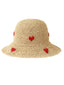 Cappello da sole in paglia a forma di cuore beige retrò