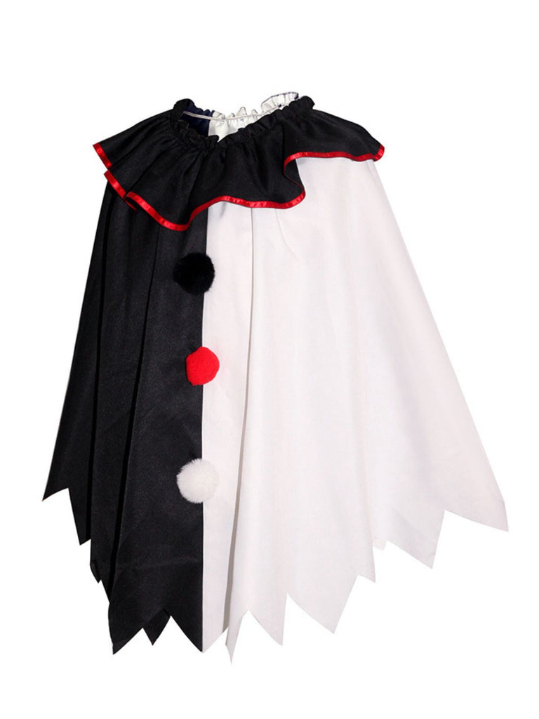 Mantello da clown horror Halloween in bianco e nero anni '50