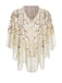 Mantella beige frange ricamate paillettes anni '20