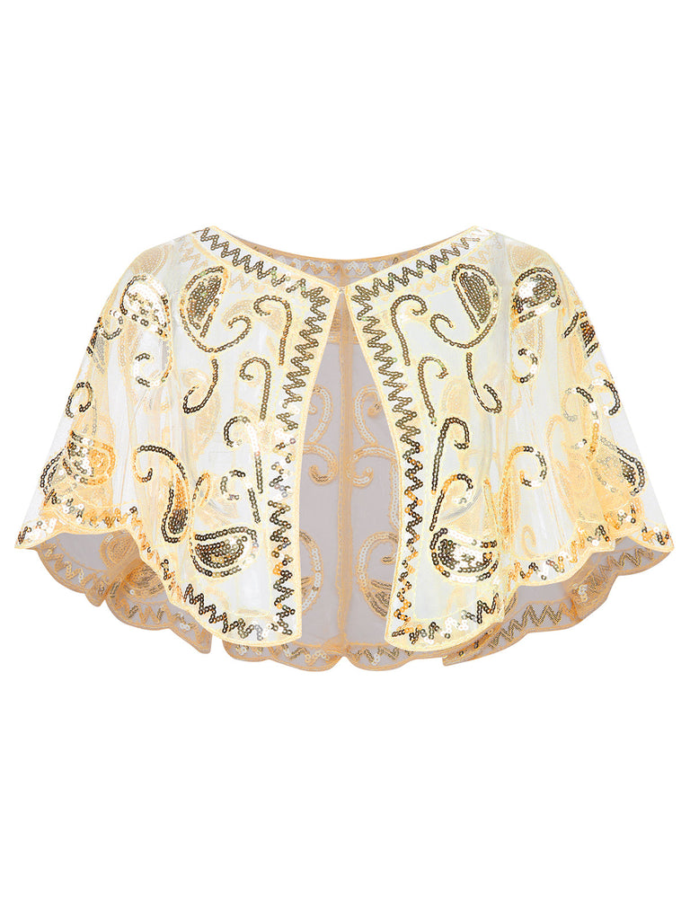 Mantella vintage in paillettes di anacardi degli anni '20