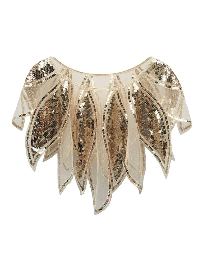 Mantella patchwork a forma di foglie paillettes anni '20