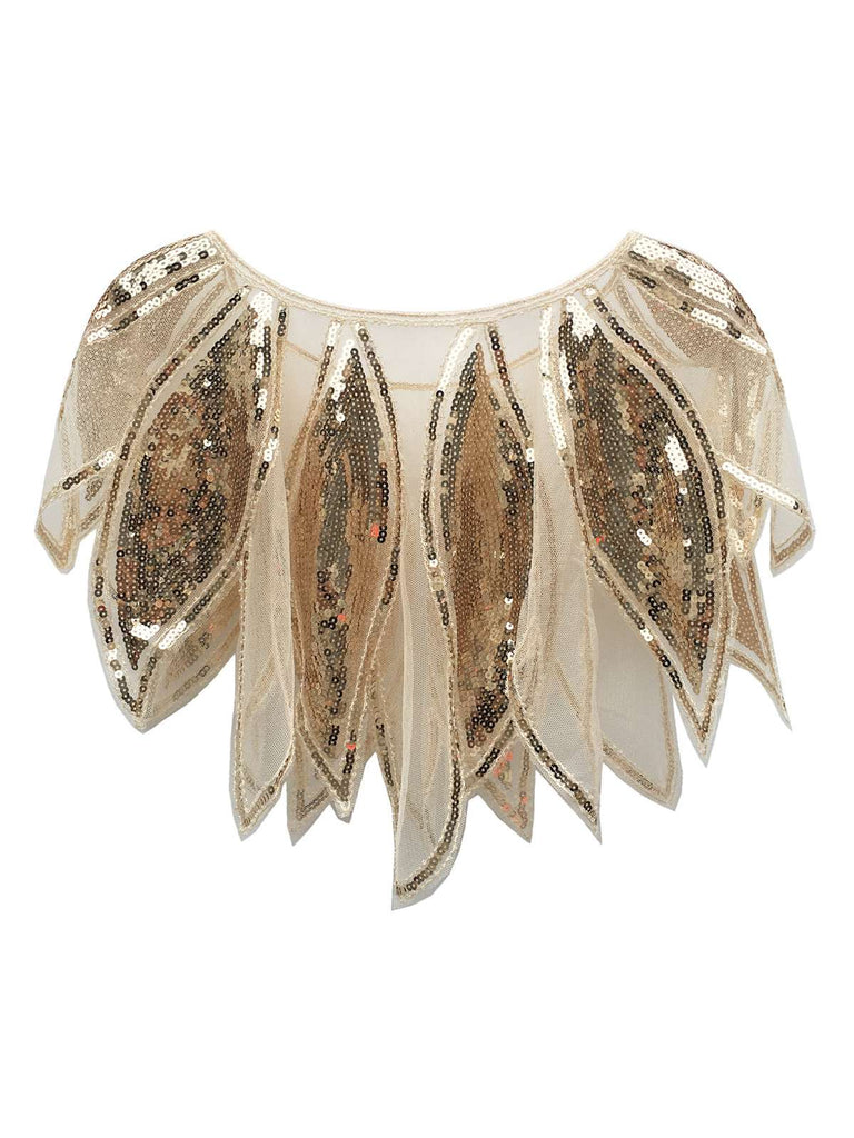 Mantella patchwork a forma di foglie paillettes anni '20