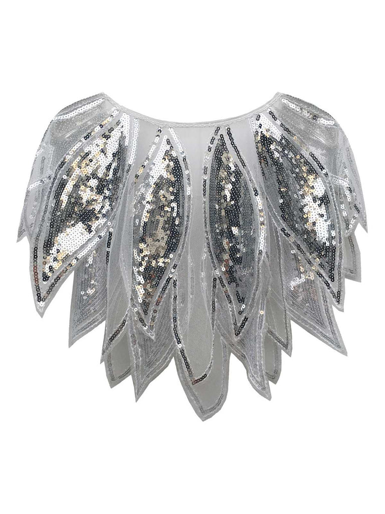 Mantella patchwork a forma di foglie paillettes anni '20