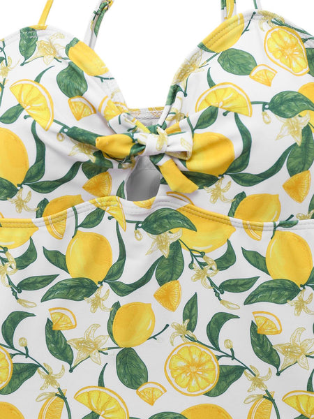 Sweet Heart Print Bow One-piece Swimsuit main image 1