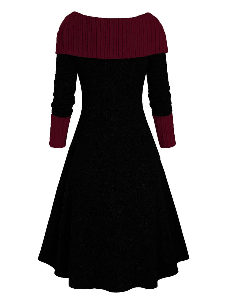 Abito con spalle scoperte e lacci color block anni '40