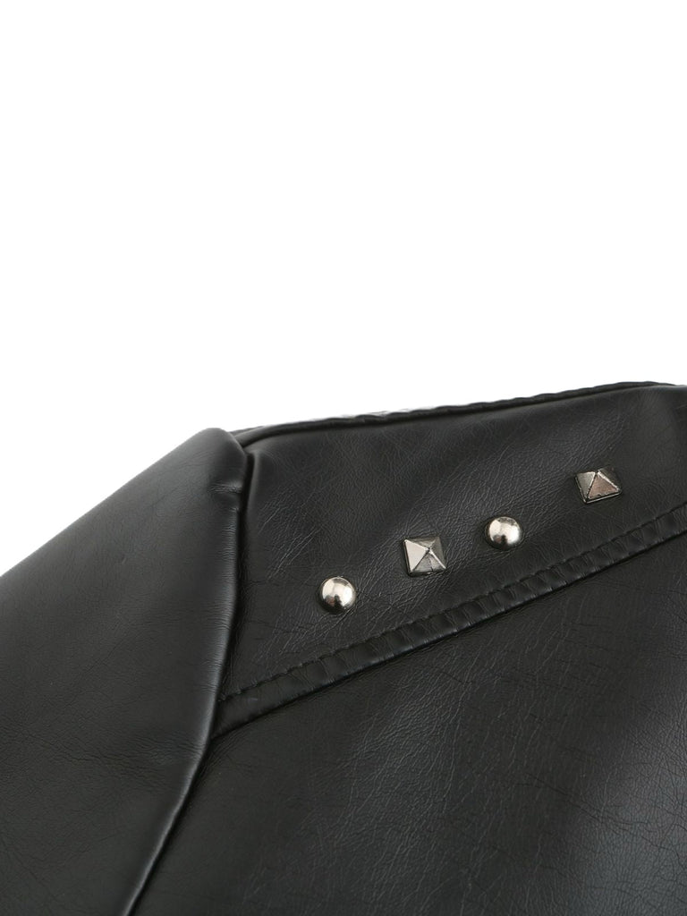 Giacca in pelle con collo alto e borchie anni '40