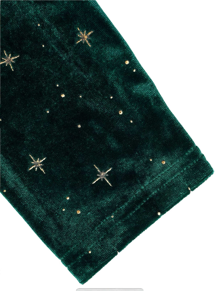 Abito in velluto con scollo a V e stelle verde scuro anni '40