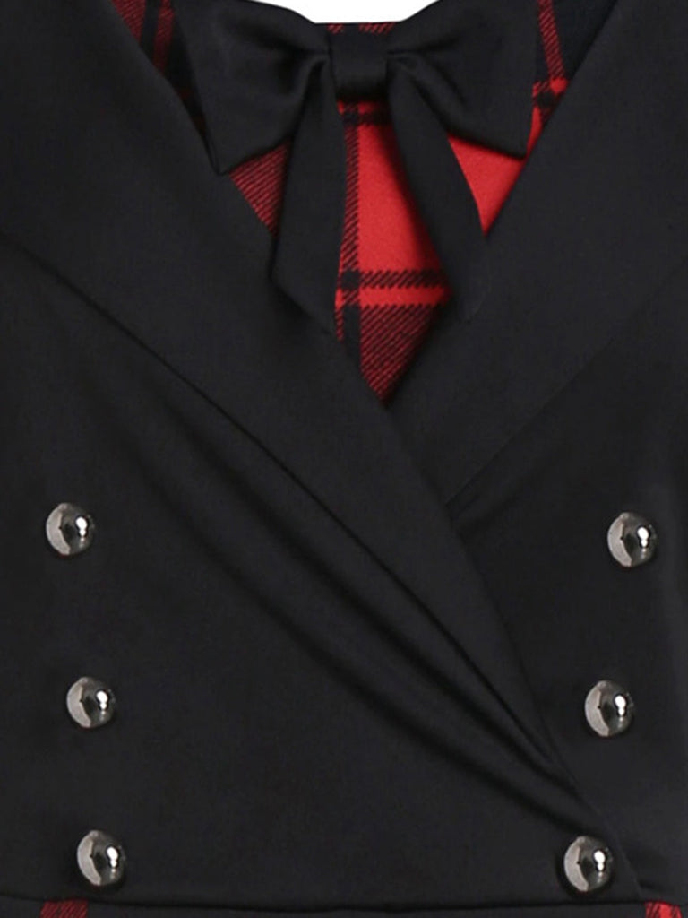 Abito a quadri plissettato gotico patchwork anni '50