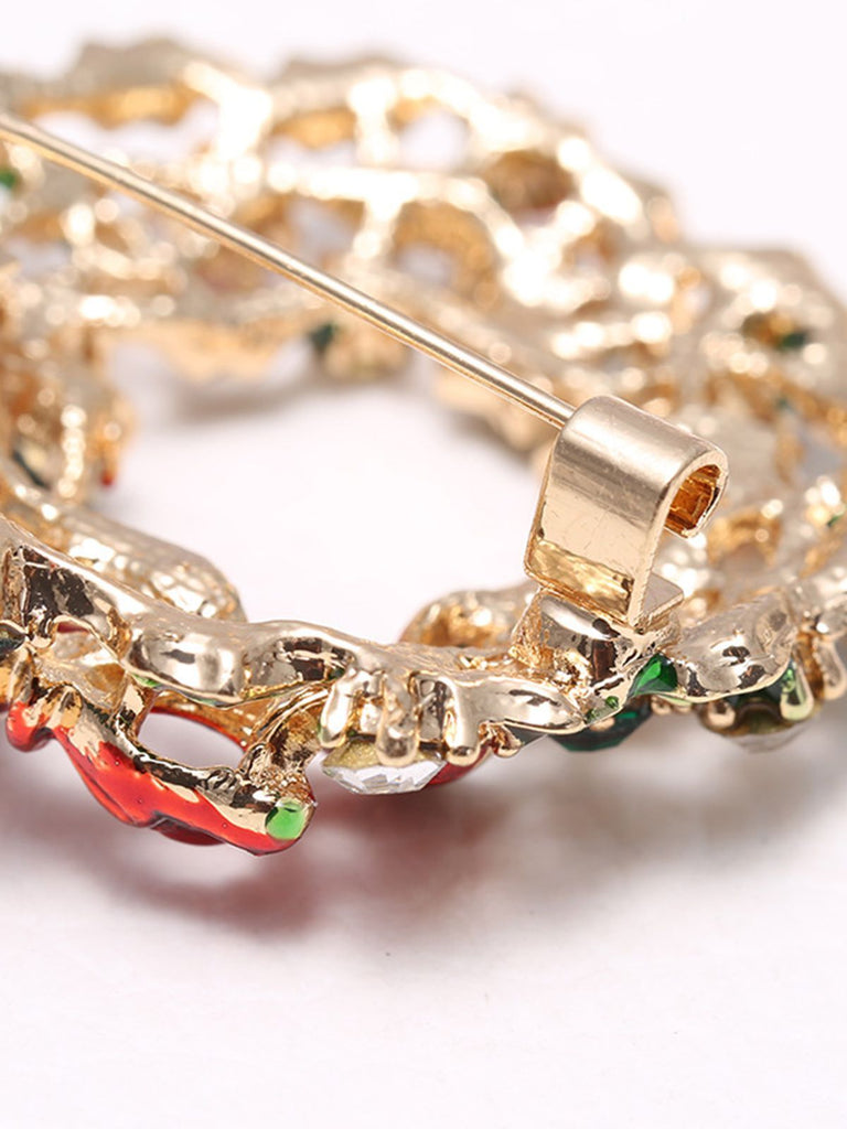 Spilla di strass con ghirlanda di Natale retrò