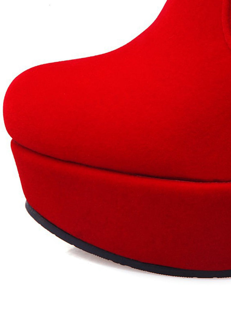 Scarpe col tacco alto in peluche corto natalizio retrò