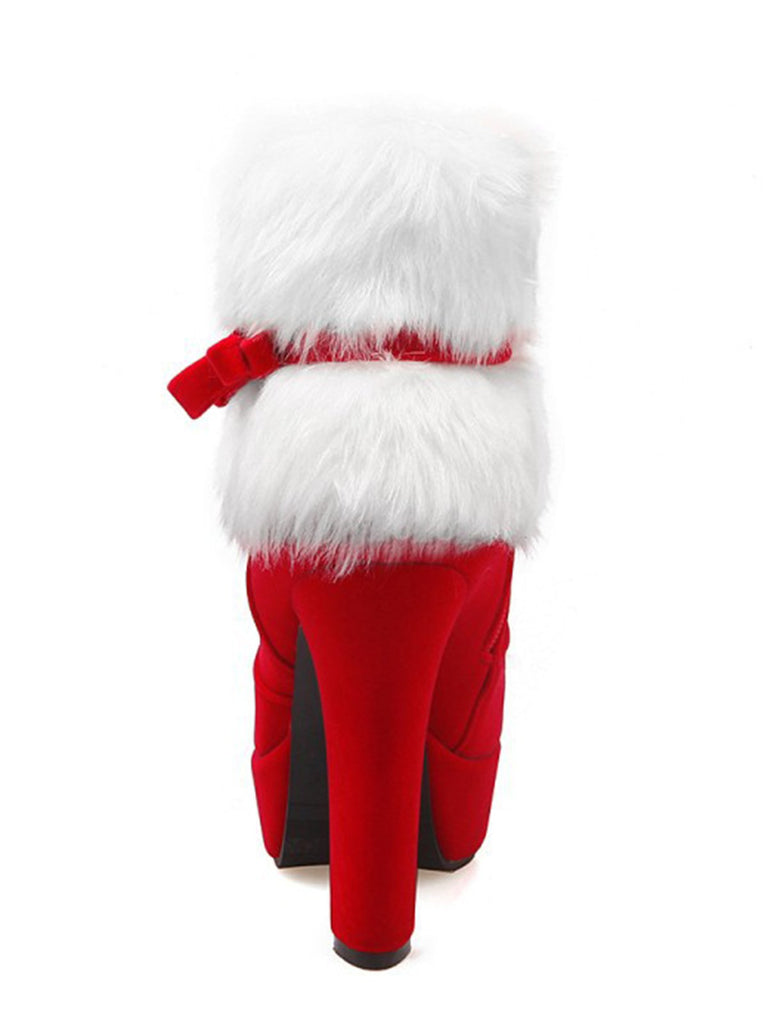 Scarpe col tacco alto in peluche corto natalizio retrò