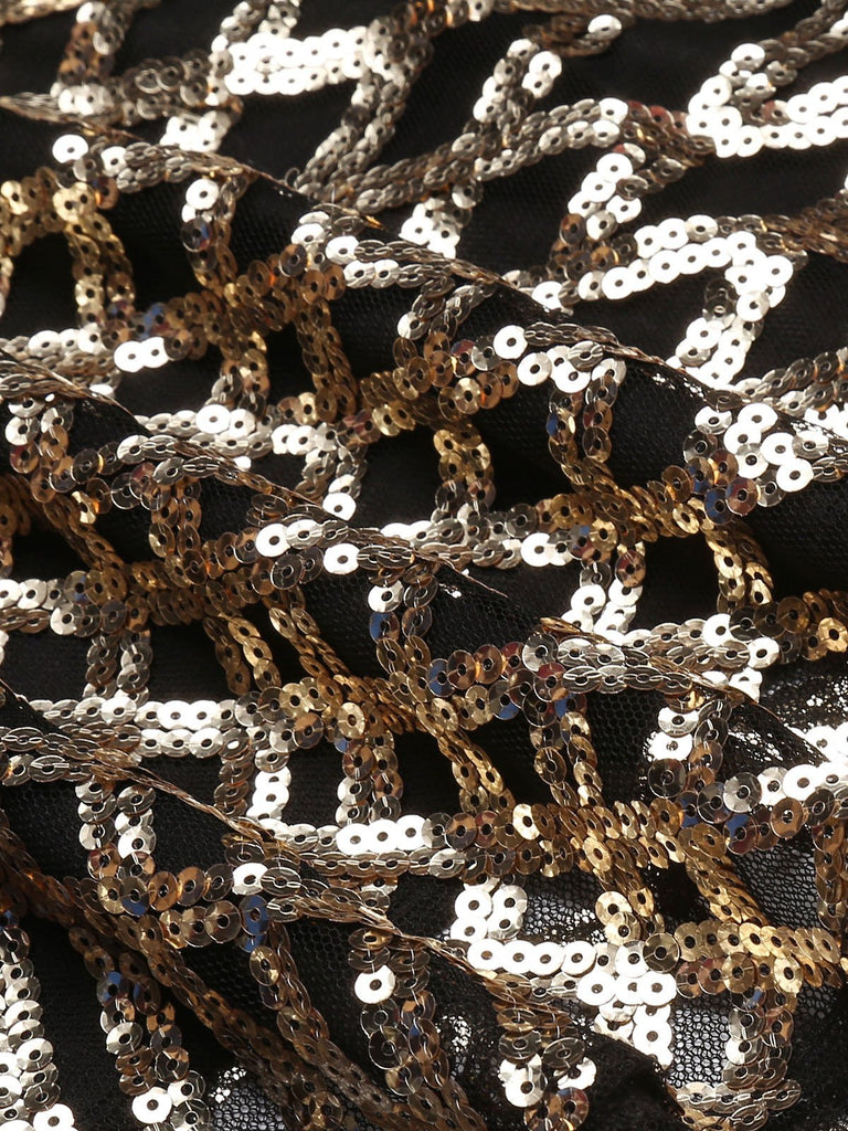 Abito lungo con paillettes oro anni '20