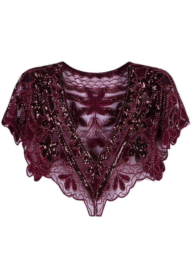 Mantello con perline di paillettes degli anni '20