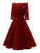Abito con spalle scoperte in pizzo bordeaux anni '50