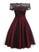 Abito svasato in pizzo con spalle scoperte anni '50
