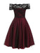 Abito svasato in pizzo con spalle scoperte anni '50