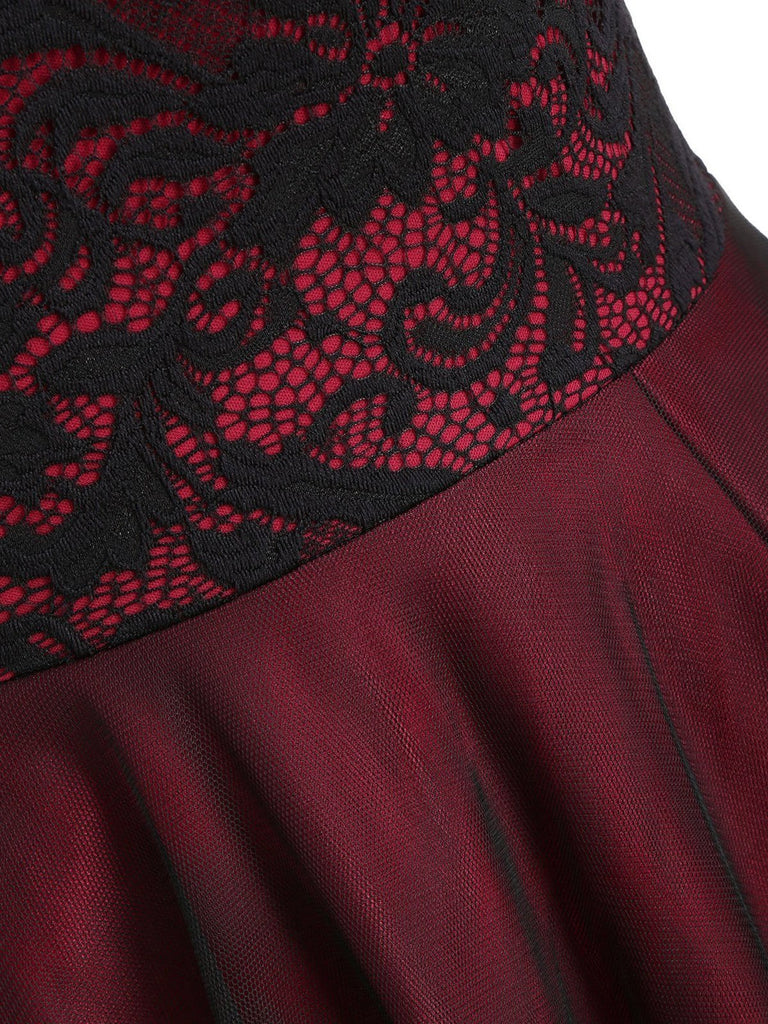 Abito svasato in pizzo con spalle scoperte anni '50