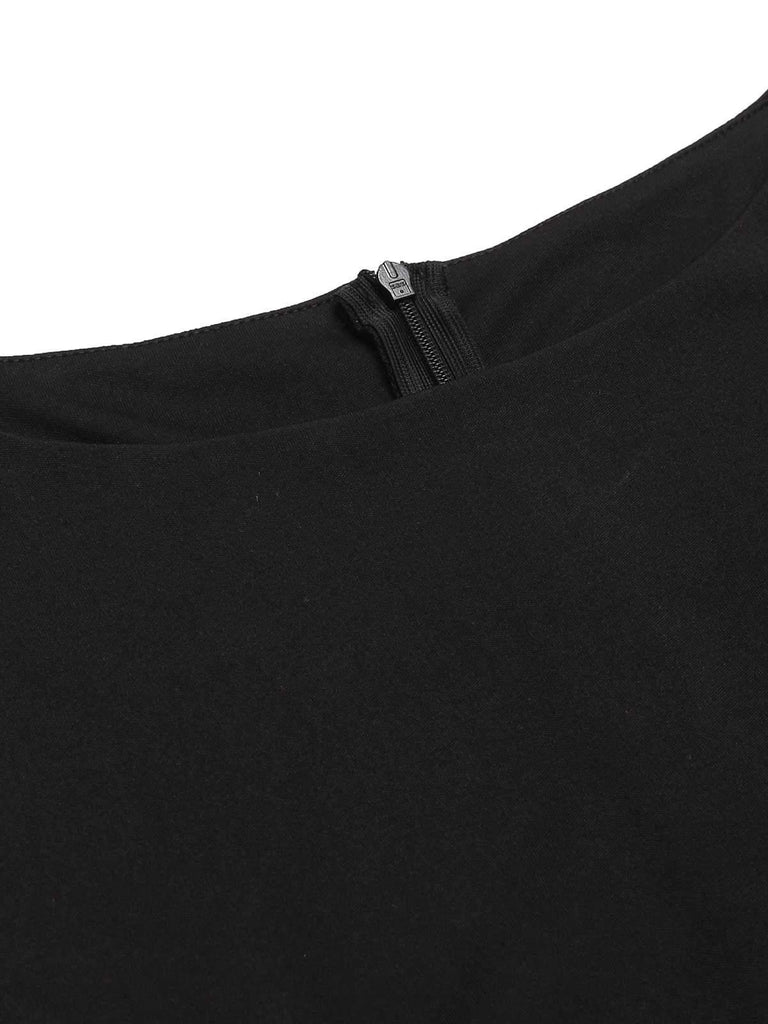 Abito svasato nero a pois anni '50