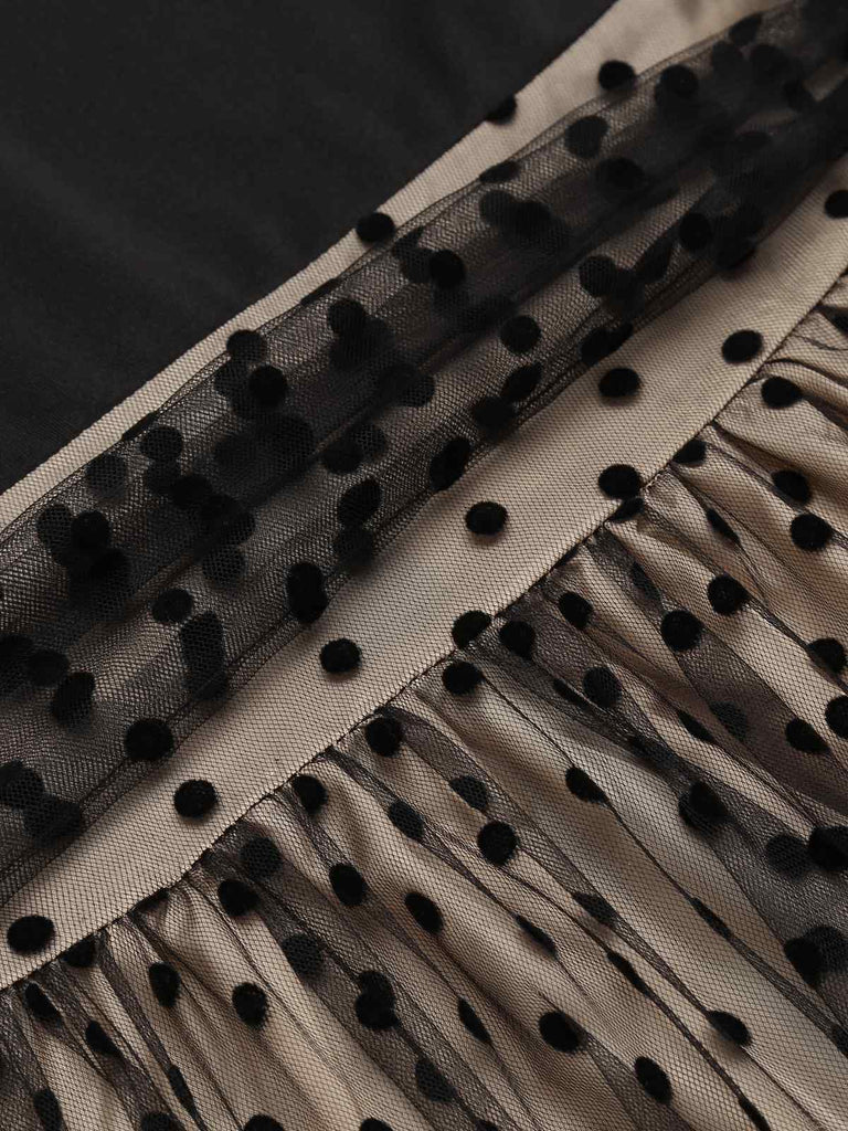 Abito svasato nero a pois anni '50