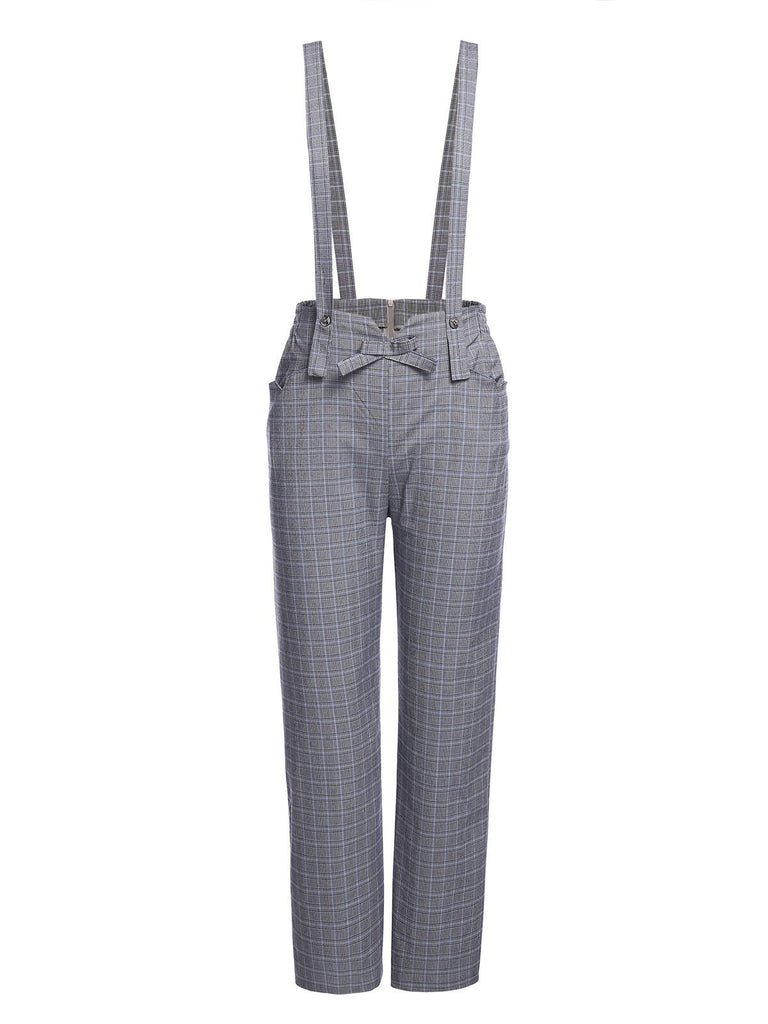2 pezzi camicetta anni '50 e pantaloni con bretelle