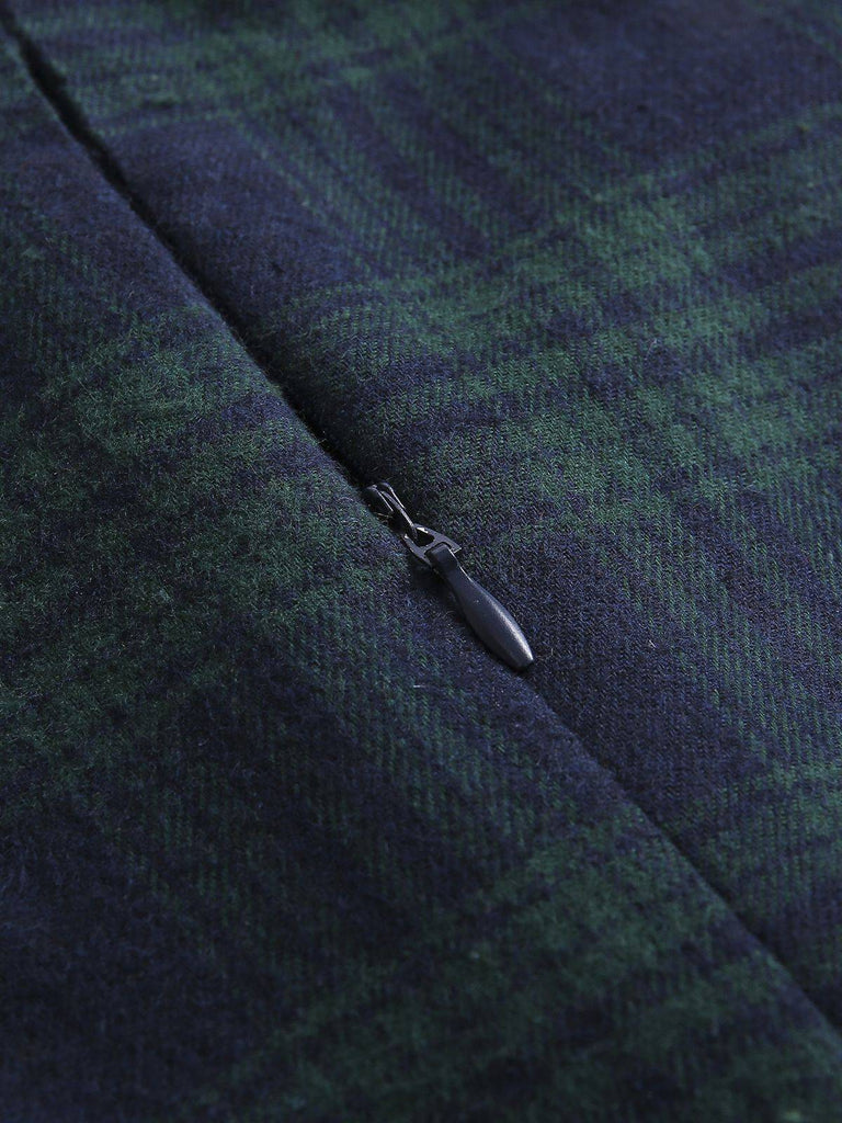 Abito a quadri con cintura e bottoni anni '50